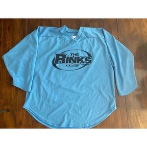 The Rinks at Shelton, Long Sleeved Hockey Jersey Light Blue‎ Size Large #5